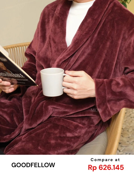 Image of GFSLW01001 Fluffy Plush Robe Burgundy 