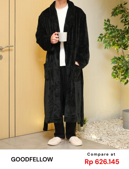 Image of GFSLW01002 Fluffy Plush Robe Black