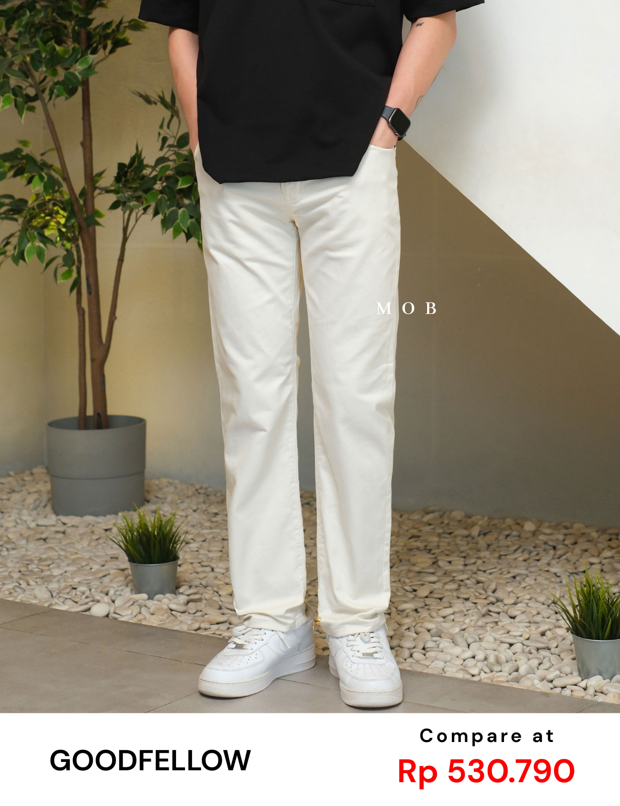 GFPT04002 Comfort Slim Pants Off White