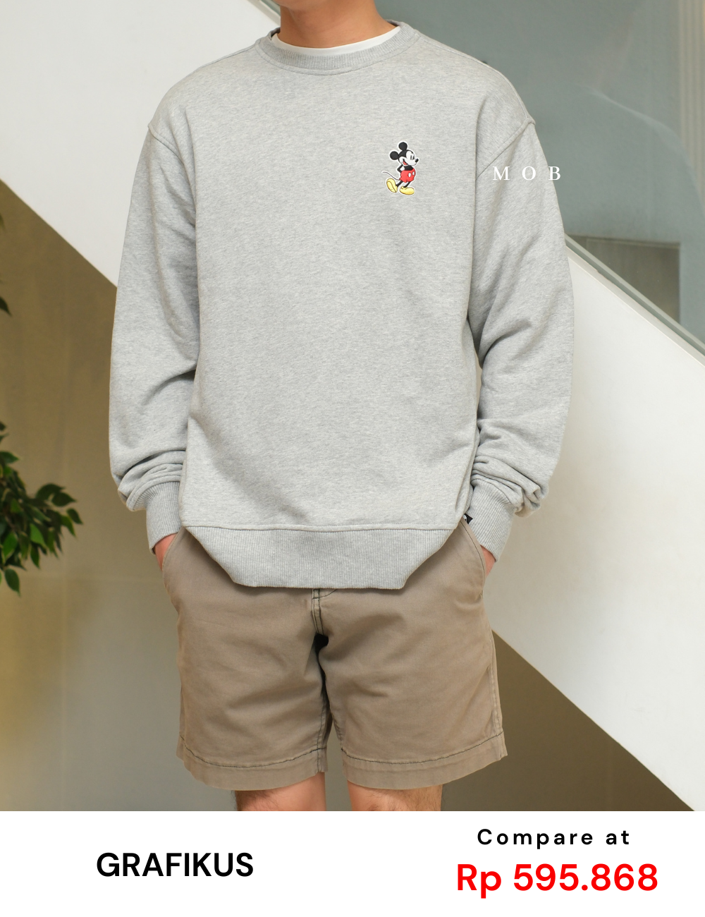 GRFSW01002 PAL X Disney Mickey Embroidered Sweatshirt Grey