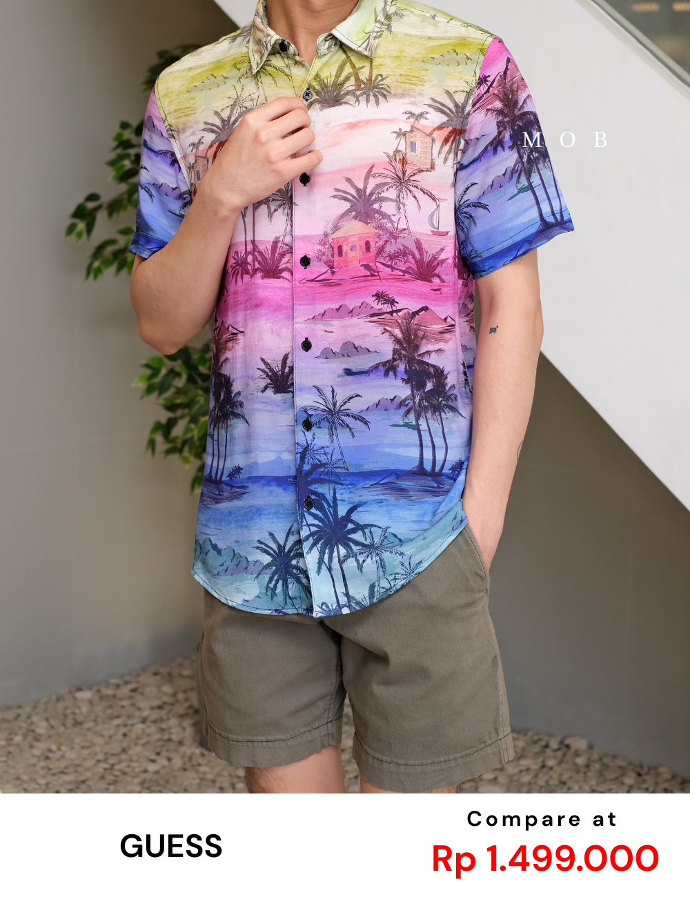GSSSS01012 Eco Rayon Distant Shores Tropical Print Shirt