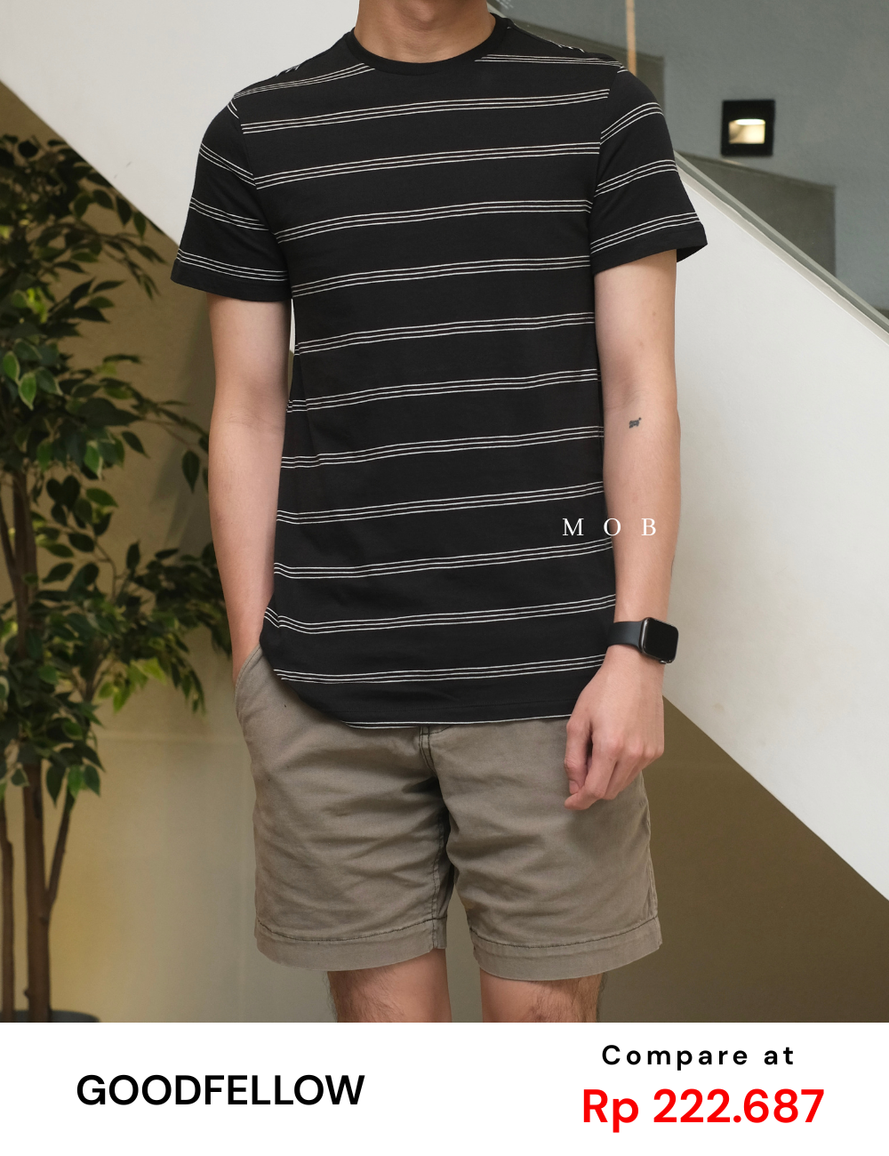 GFSST04009 Basic Lyndale SS Tee Novelty Black Stripe (S ONLY)