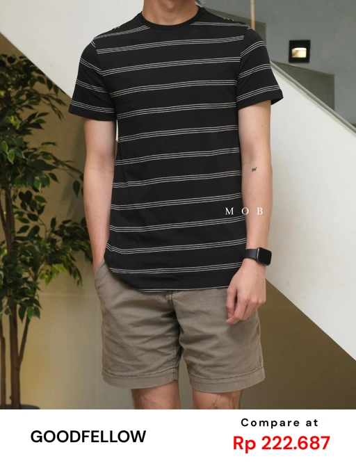 Image of GFSST04009 Basic Lyndale SS Tee Novelty Black Stripe (S ONLY)