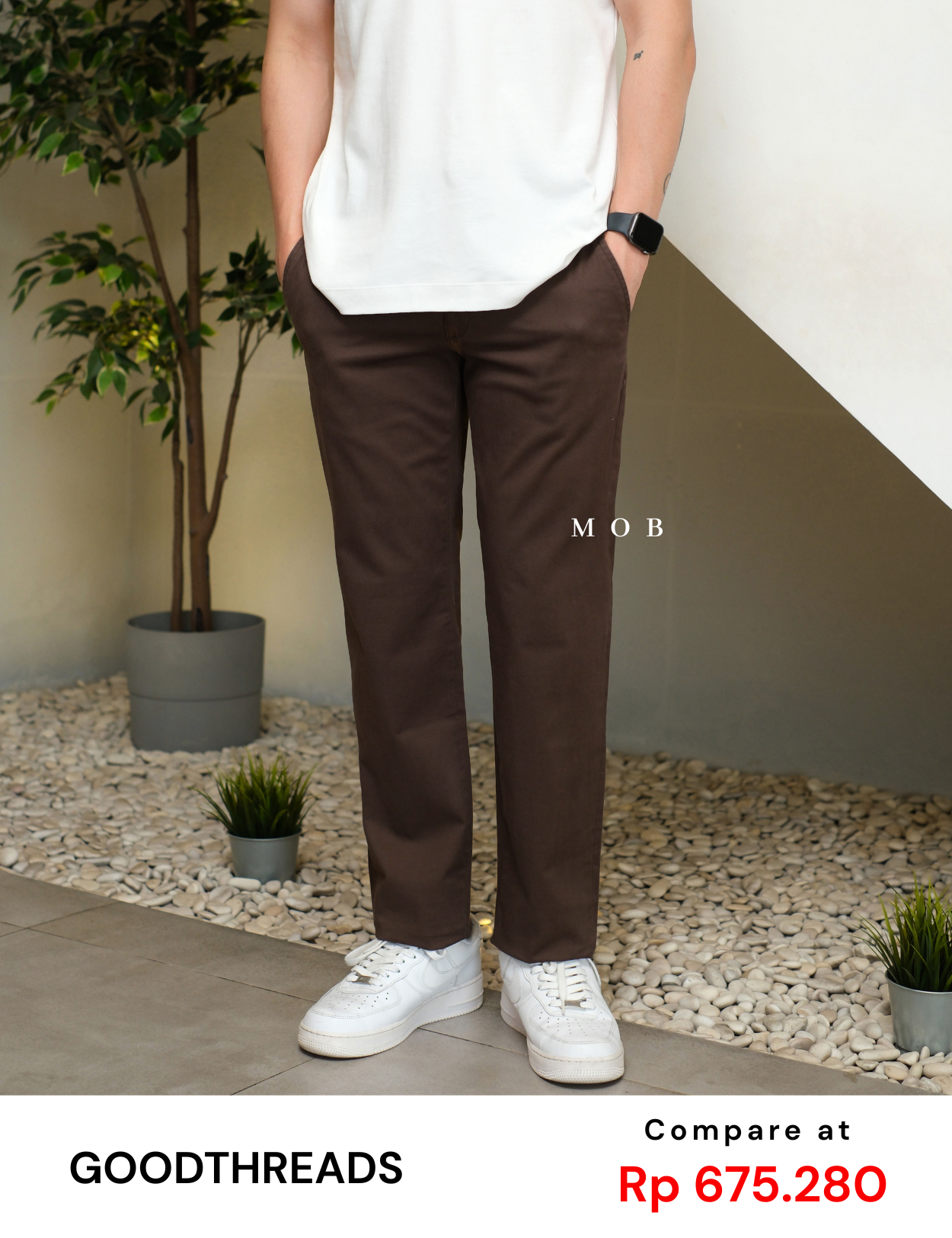 GTPT07002 Slim Stretch Chino Pants Dark Brown 