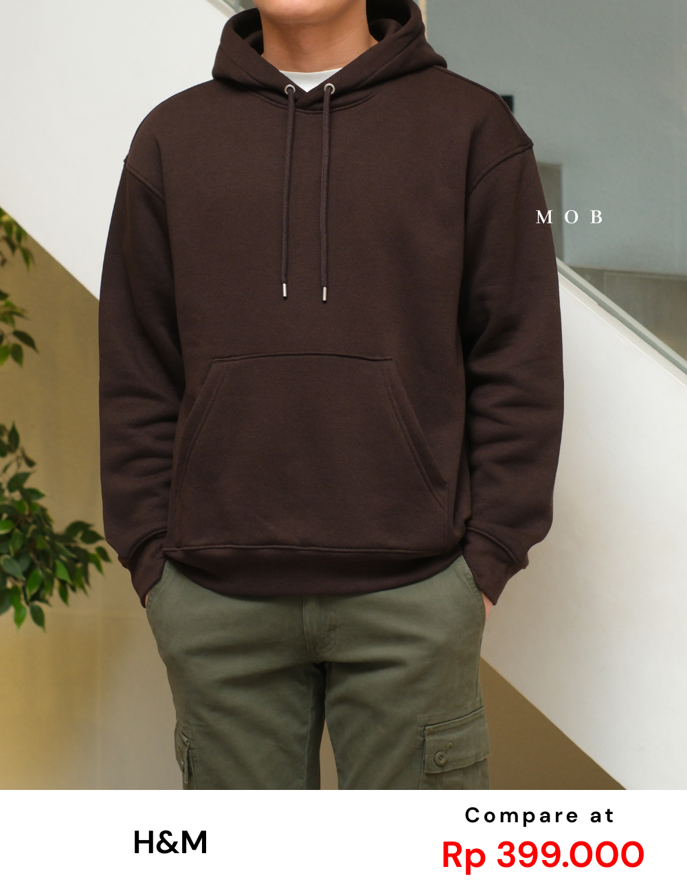 HMHOD04001 Loose Basic Pullover Hoodie American Brown (V2)