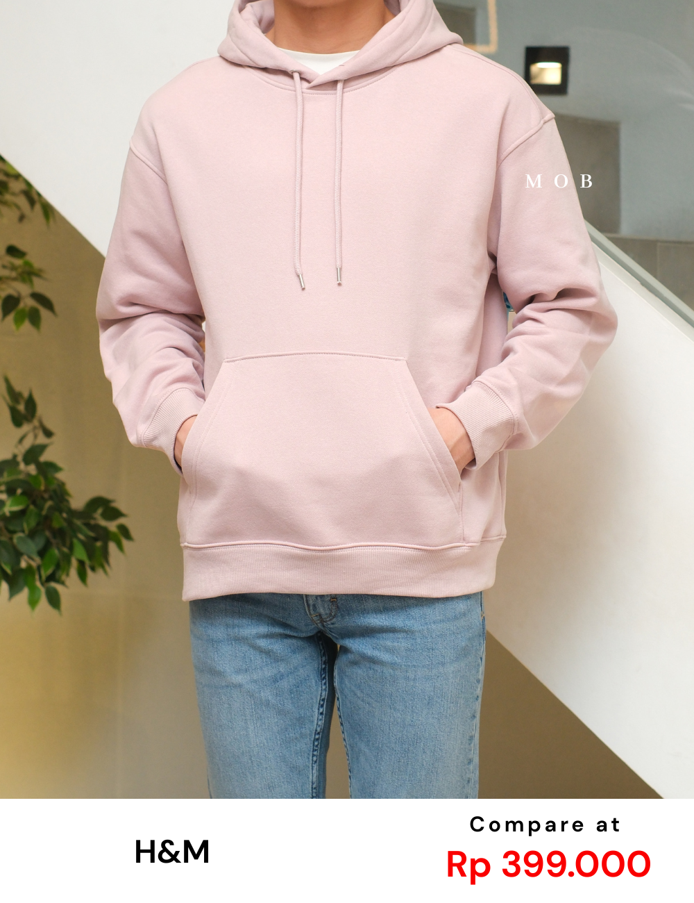 HMHOD04004 Loose Basic Pullover Hoodie Wild Pink (V2)