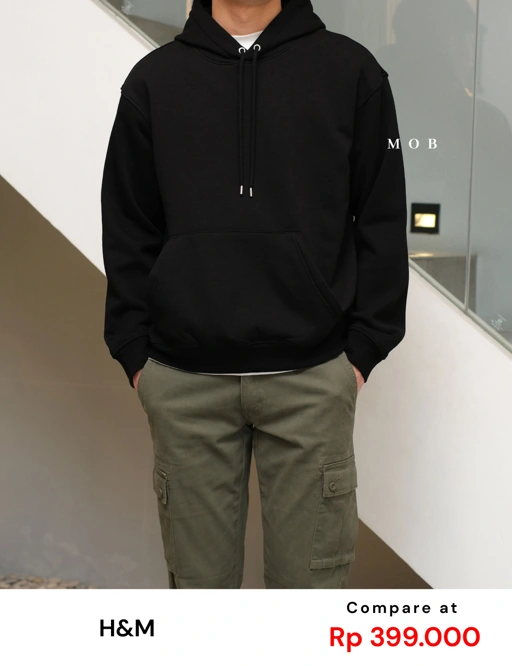 Image of [BEST DEALS!] HMHOD02001 Loose Fit Pullover Hoodie Black (V2)