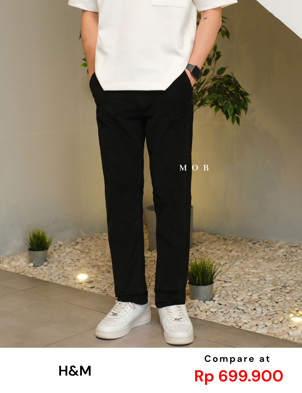 HMPT12001A Slim Corduroy Pants Black