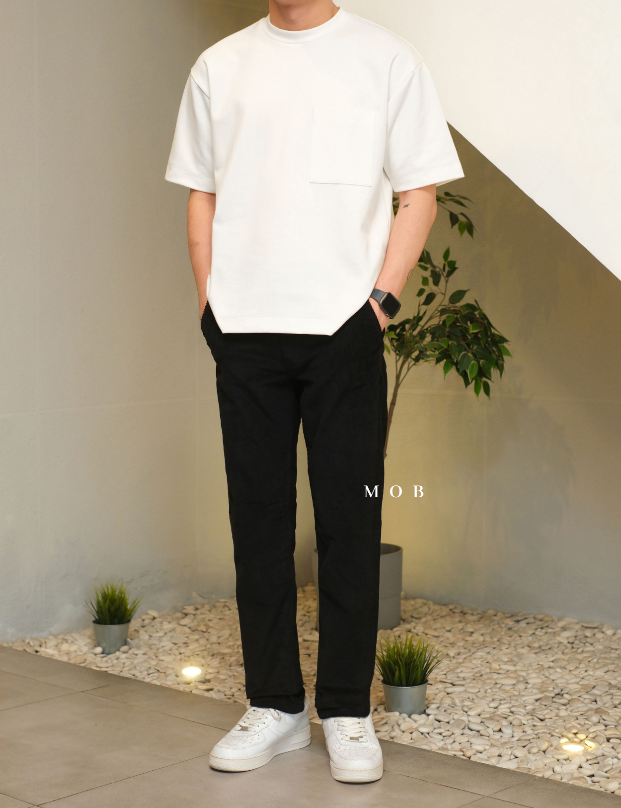 HMPT12001A Slim Corduroy Pants Black