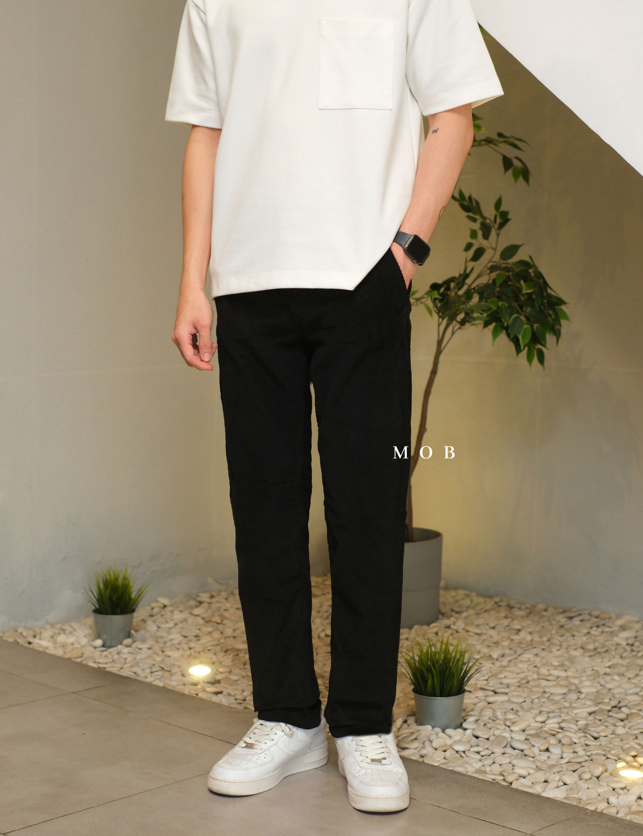 HMPT12001A Slim Corduroy Pants Black