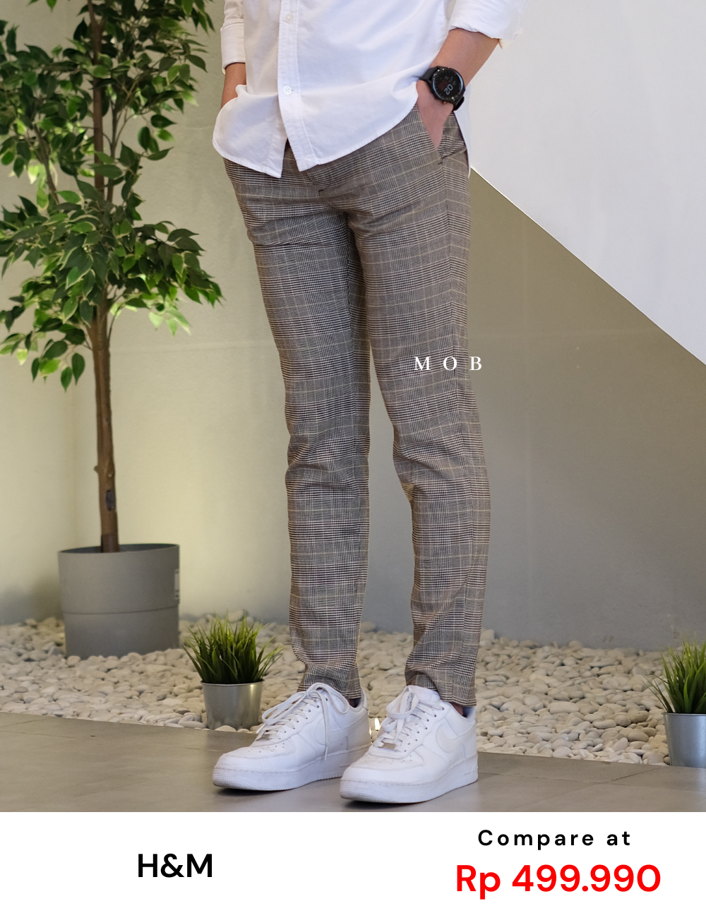 HMPT09001B Skinny Pants LIGHT Brown Plaid