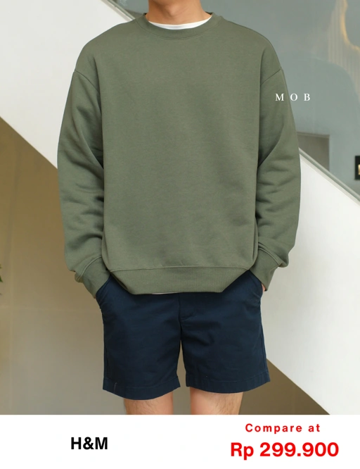 Image of HMSW05004 Relaxed Fit Sweatshirt Olive