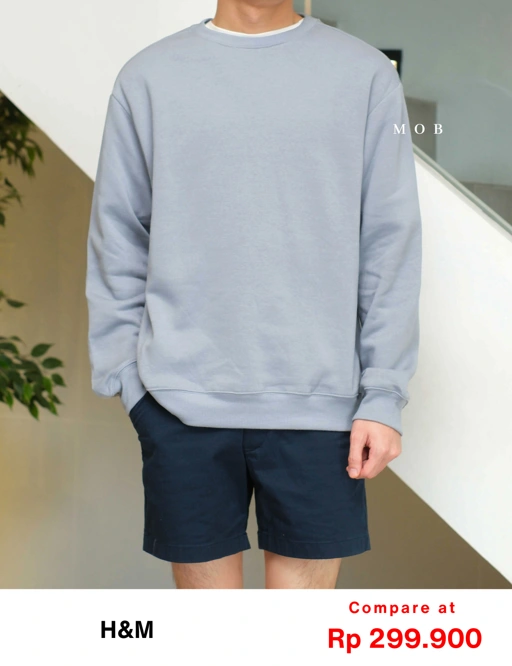 Image of HMSW05001 Relaxed Fit Sweatshirt Blue Grey