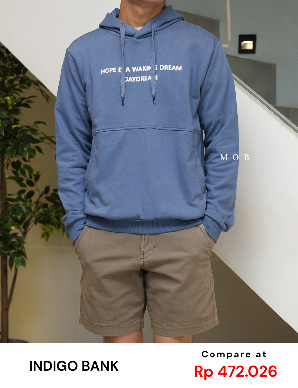 IBHOD01002 Lettering Pullover Hoodie Sky Blue