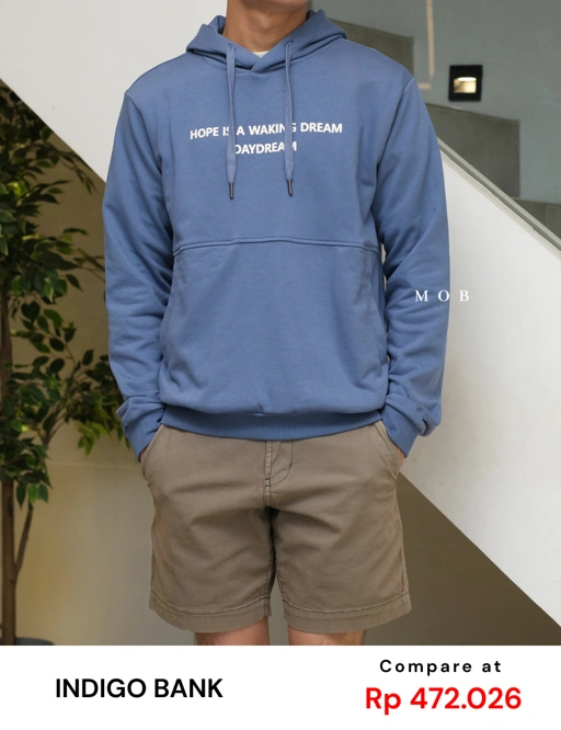 Image of IBHOD01002 Lettering Pullover Hoodie Sky Blue