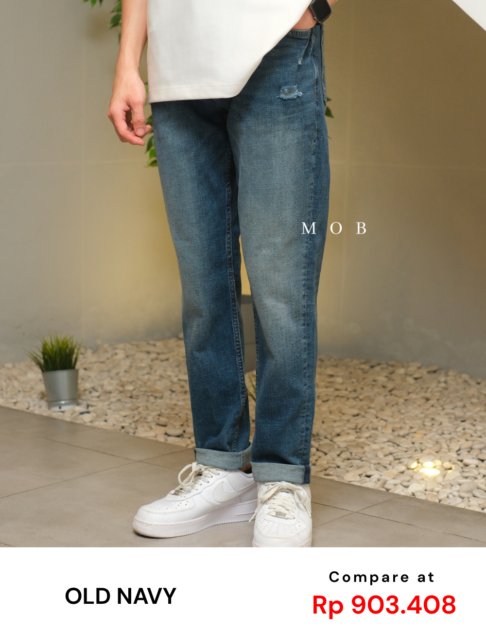 ONPT3701 Relaxed Slim Jeans Medium Blue Small Ripped