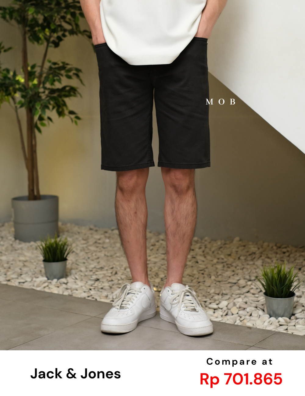 JNJSR01001 Intelligence Regular 5 Pocket Shorts Grease Black