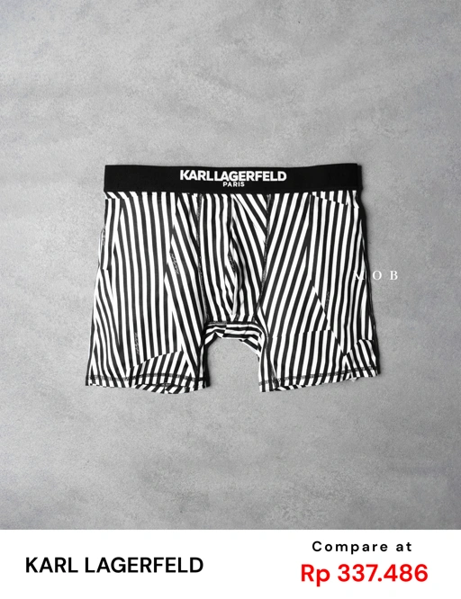 KRLB01015 Paris Karl Signature Stripe Boxer Black White