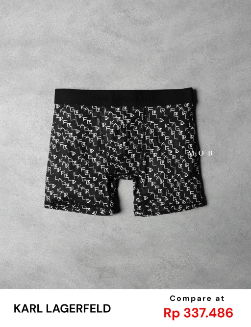 KRLB01018 Script Pattern Boxer Black (Black Waist)