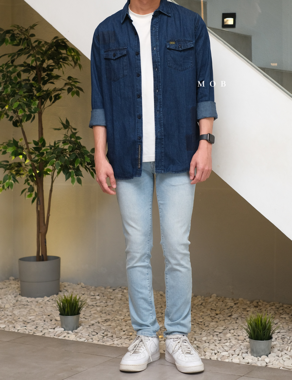LEELSS01001 Western Denim LS Shirt Dark Blue