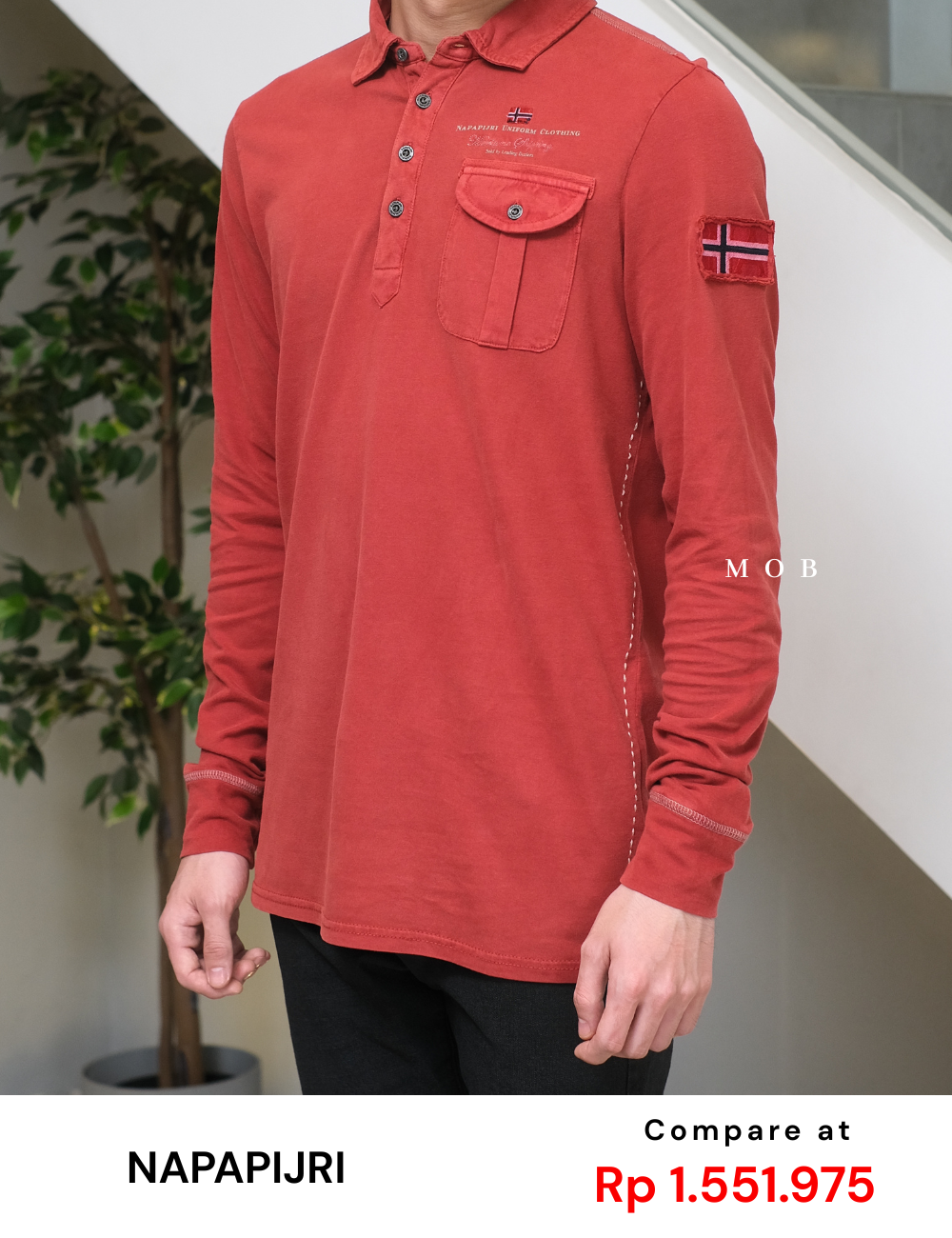 NPJPLS01002A Pocket Polo LS Terracotta
