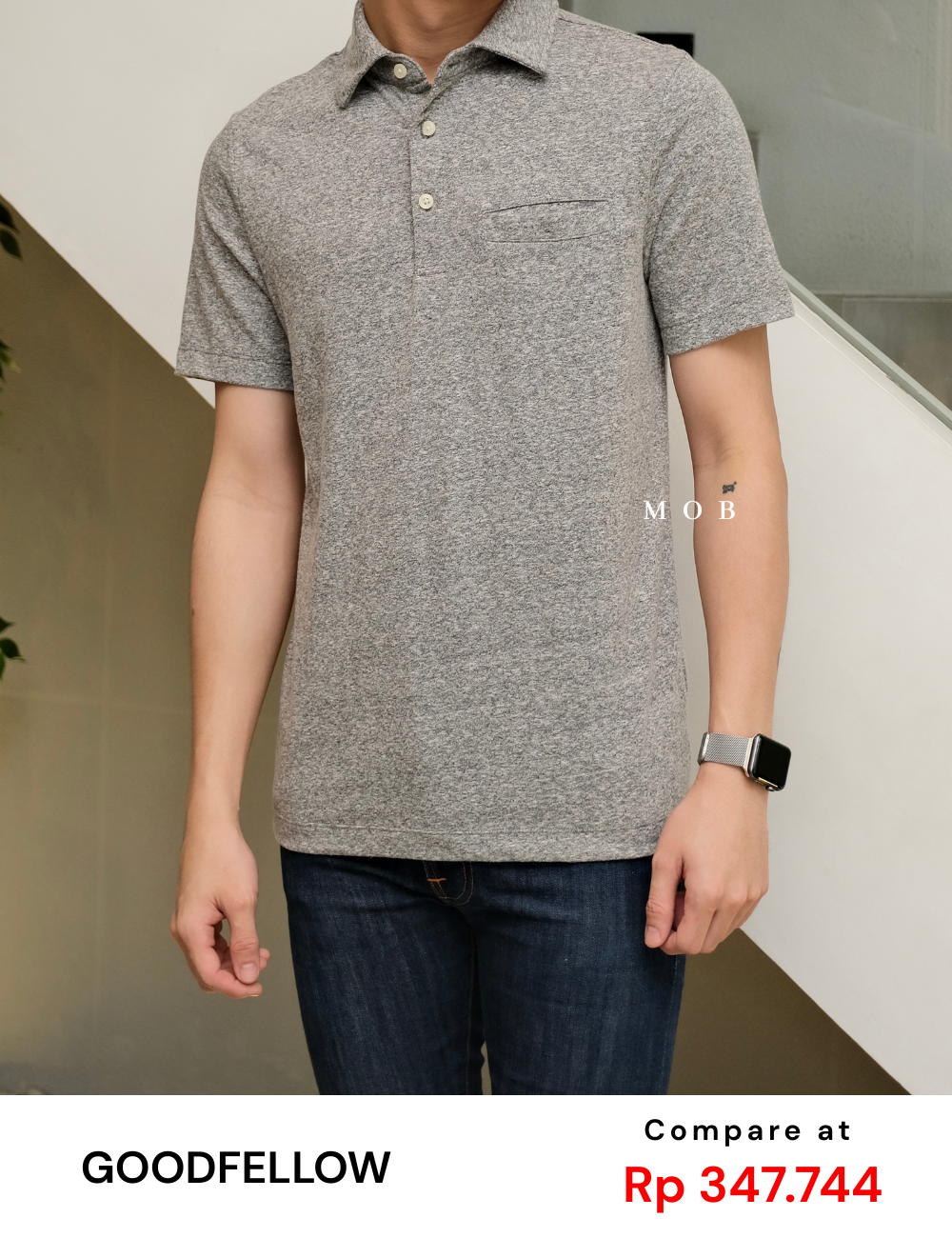 GFPS07001A Basic Pocket Polo Shirt Grey Misty