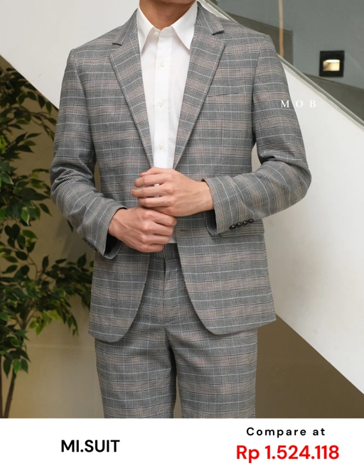 Image of MSTBZ01002 Slim Fit Blazer Grey Plaid 