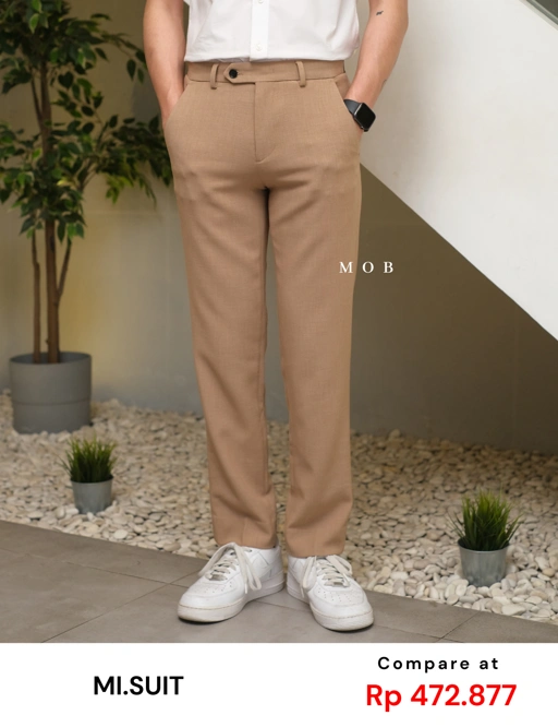 MSTPT01002 NON-IRON Regular Slim Straight Pants Brown