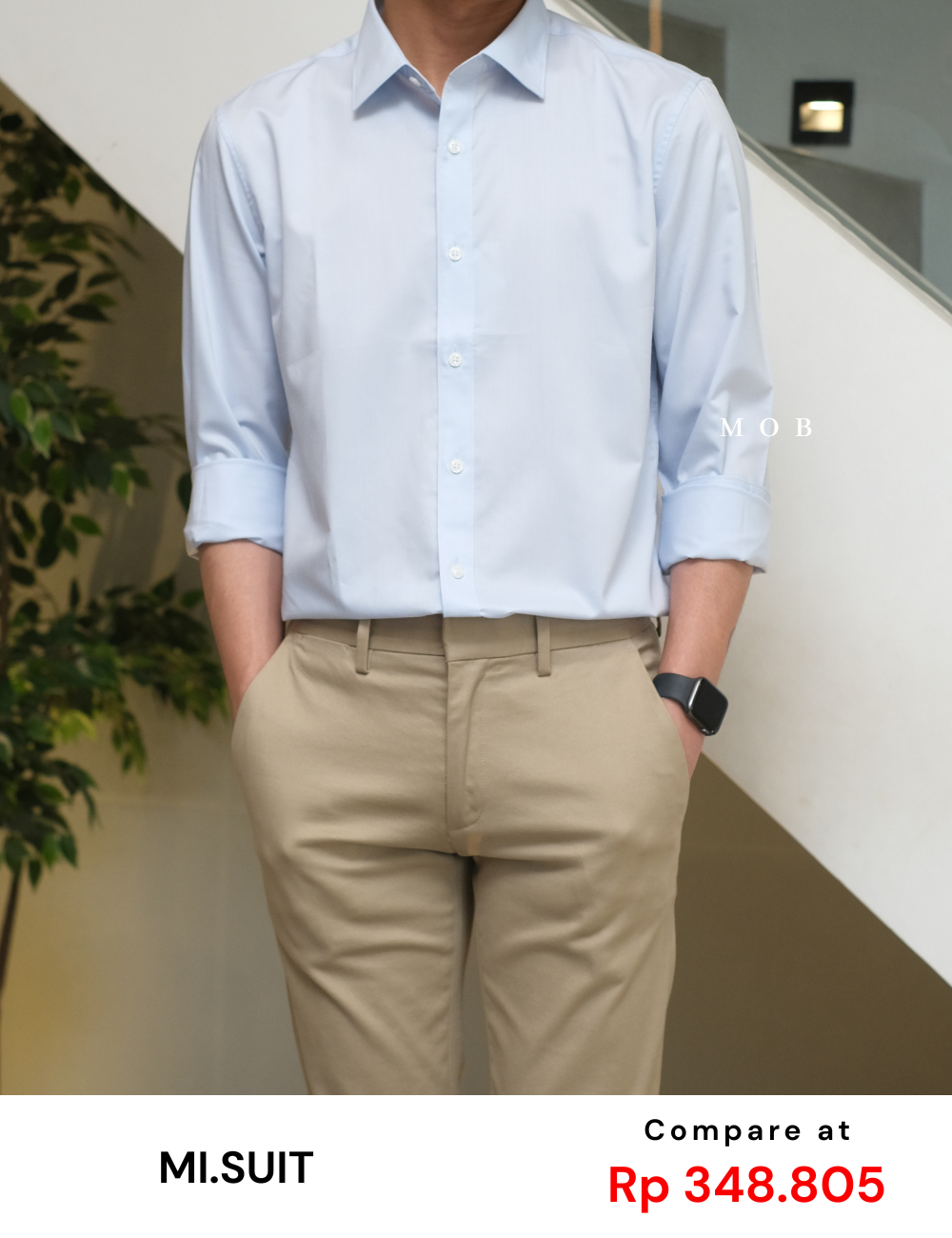 MSTLSS02015 Slim Stretch LS Shirt Light Blue Basic