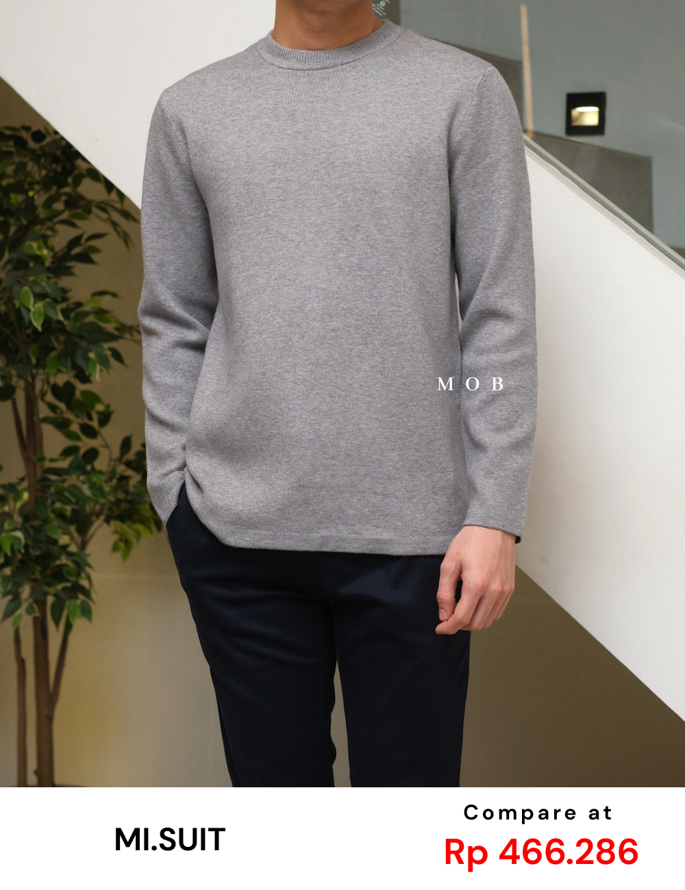 MSTSW01002 Basic Round Knit Sweatshirt Grey
