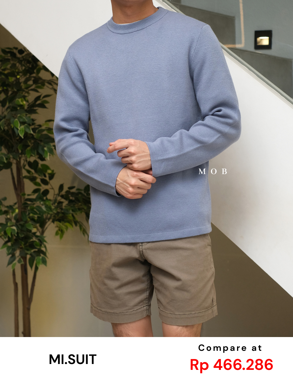 MSTSW01003 Basic Round Knit Sweatshirt Blue