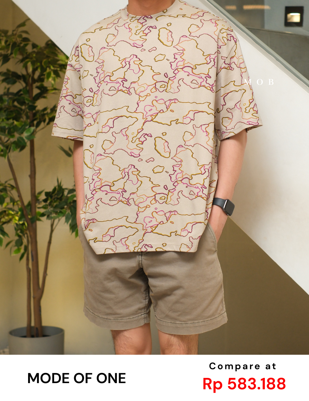 MODSST01009 Oversized Graphic SS Tee Beige Camo