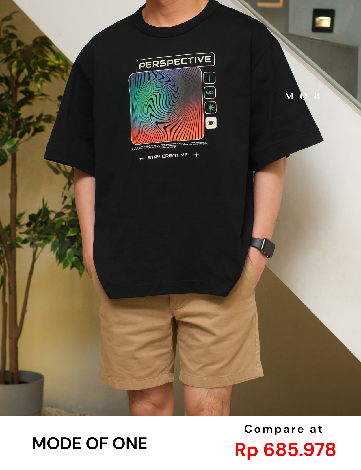 MODSST01011 Relaxed Perspective Graphic SS Tee Black