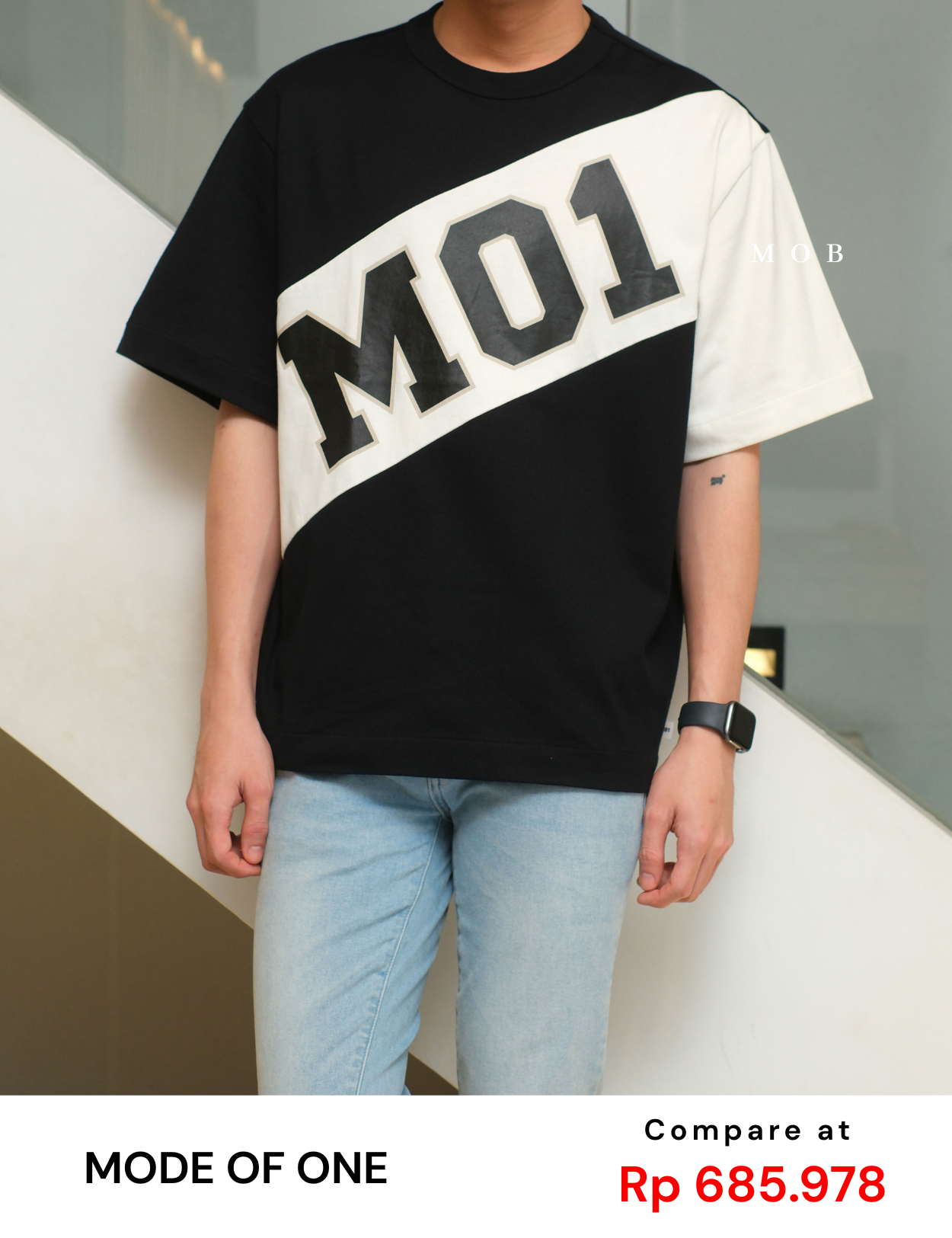 MODSST01010 Relaxed Colorblock MO1 SS Tee Black