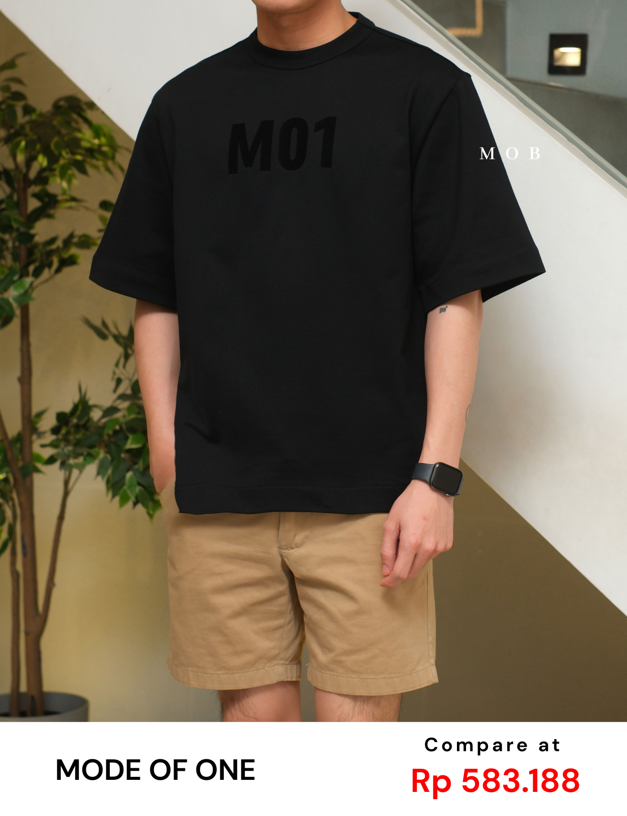 MODSST01005B Relaxed MO1 SS Tee Black