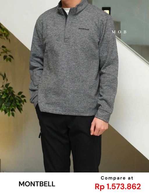 Image of MBLJ01002 Mock Neck Fleece Half Zip Jacket Grey Misty