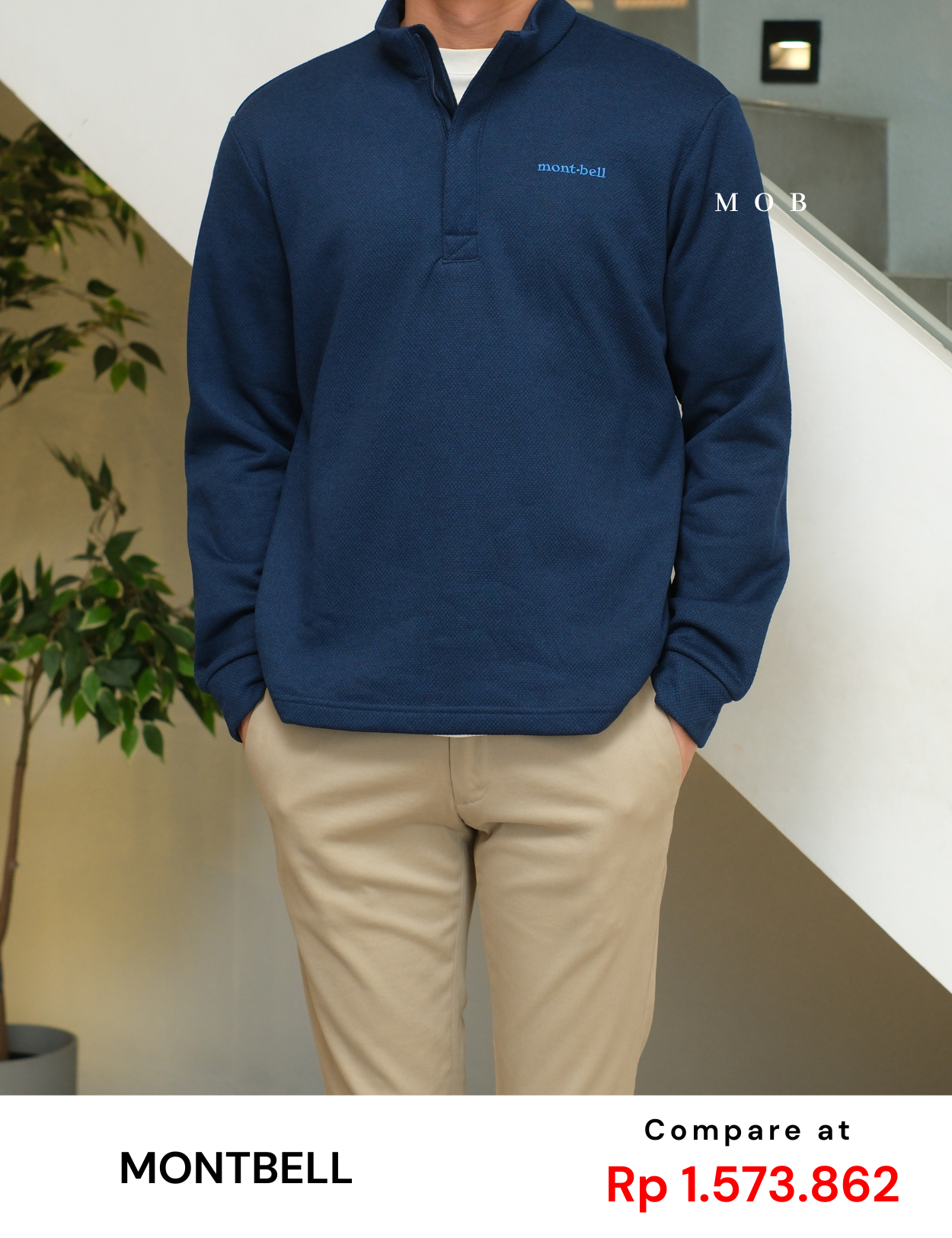 MBLJ01003 Mock Neck Fleece Half Zip Jacket Navy