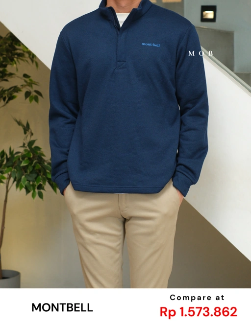 Image of MBLJ01003 Mock Neck Fleece Half Zip Jacket Navy