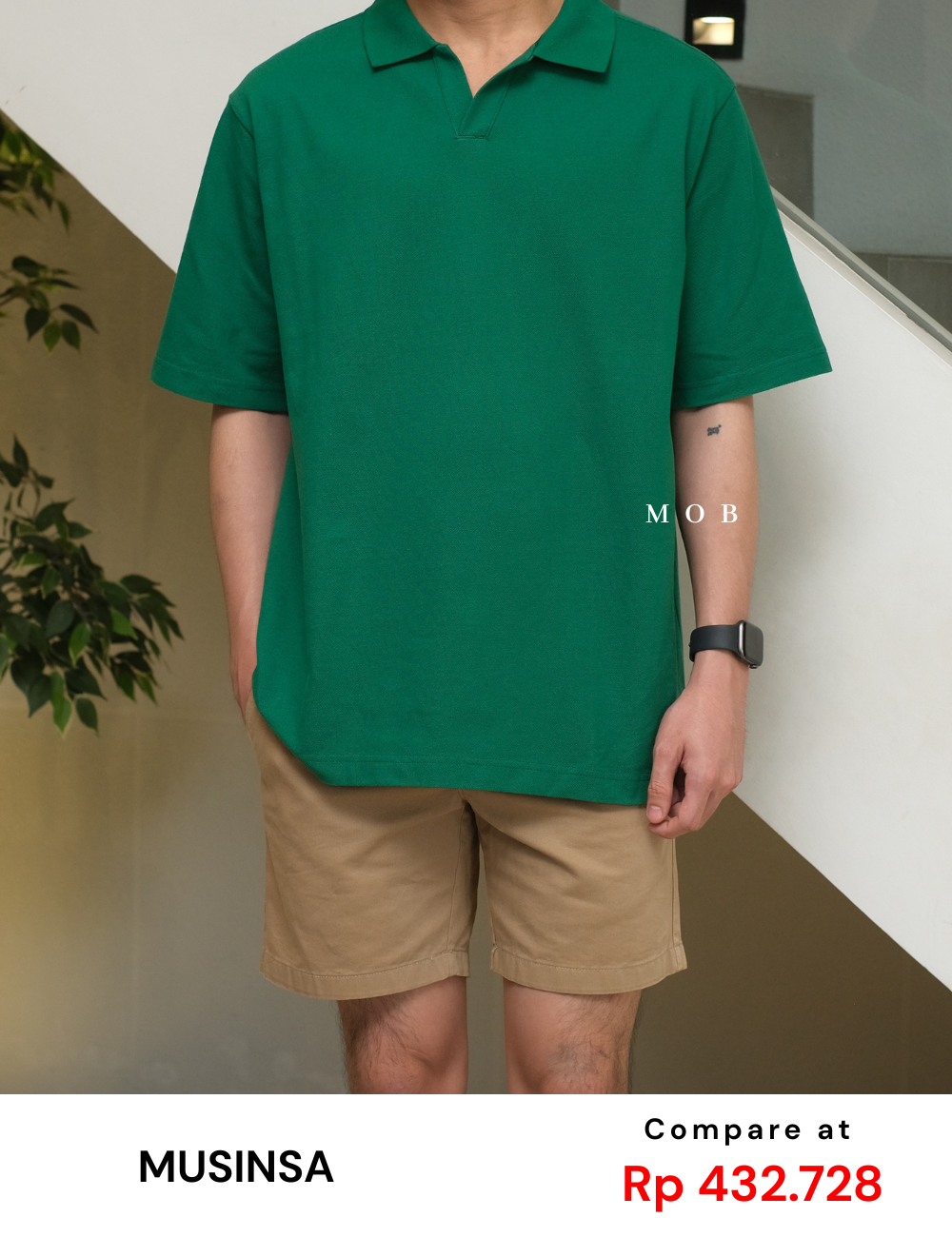 MSSPSS01002C SLIT NECK Pique Polo SS Green