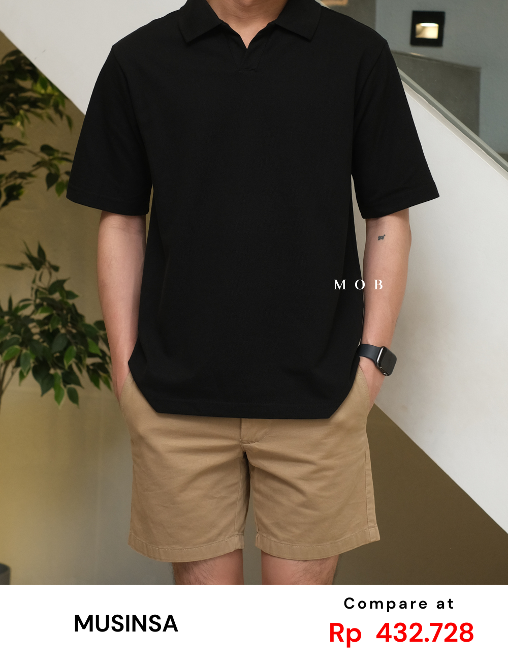 MSSPSS01002A SLIT NECK Pique Polo SS Black