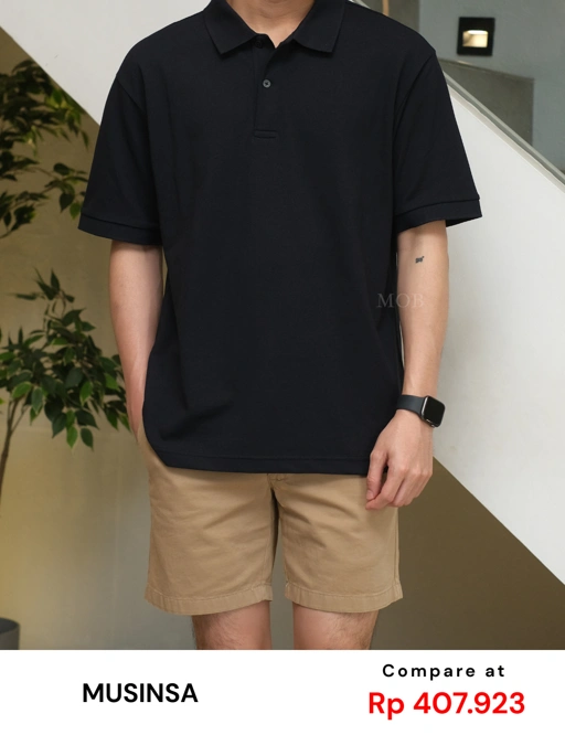Image of MSSPSS01003A Relaxed Pique Polo SS Midnight Navy