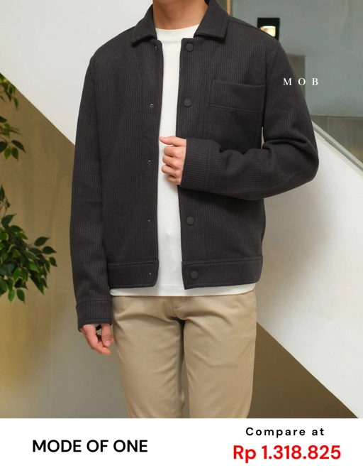 Image of MODJ02002 Knit Trucker Snap Jacket Jet Grey