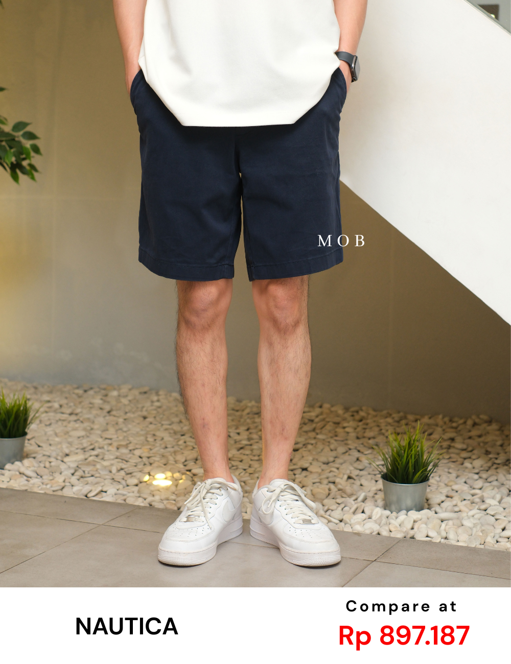 NTSR01002A Stretch Deck Short Navy