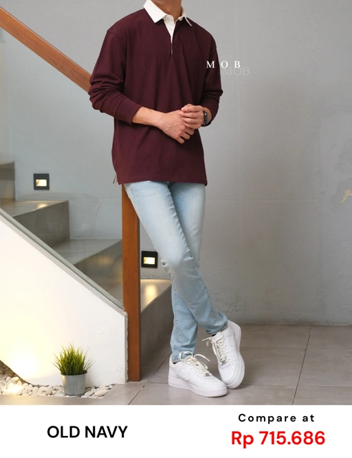 Image of ONPLS01001A Rugby Polo LS Maroon