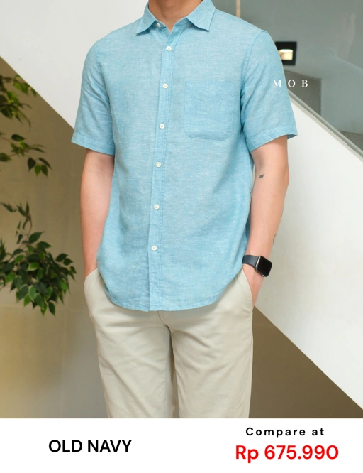 Image of ONSSS03001D Everyday LINEN SS Shirt Blue