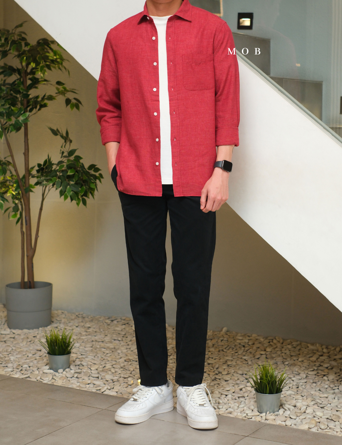 ONLSS04002A Everyday Linen LS Shirt Red Brick
