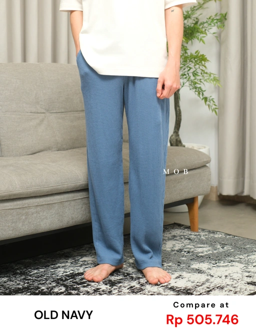 Image of ONPJ02001 Waffle Pajama Pants Blue