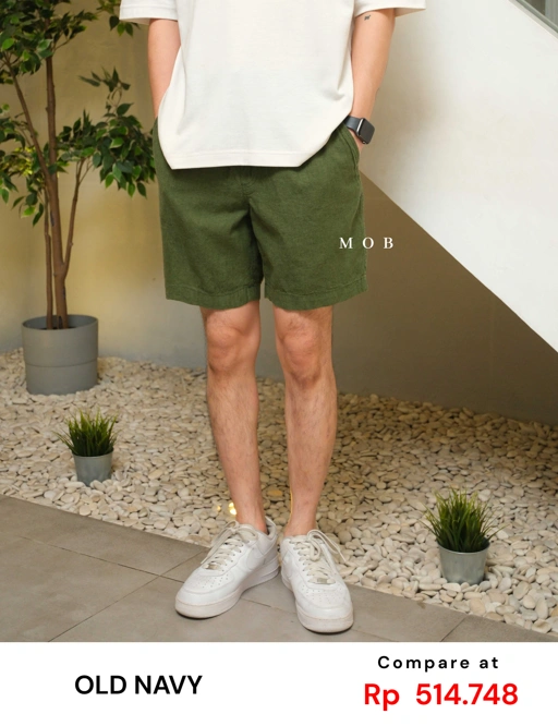 Image of ONSR1101 Linen Blend Jogger Shorts Olive