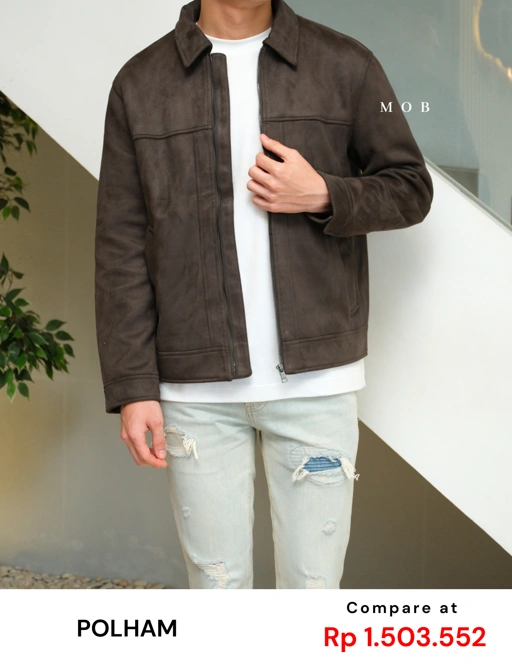PHJ02001B Faux Suede Trucker Jacket Dark Brown