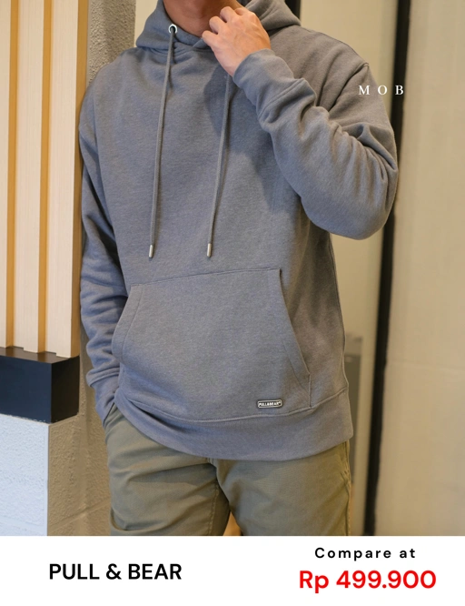 Image of P&BHOD01001 Basic Pocket Hoodie Grey (M ONLY)